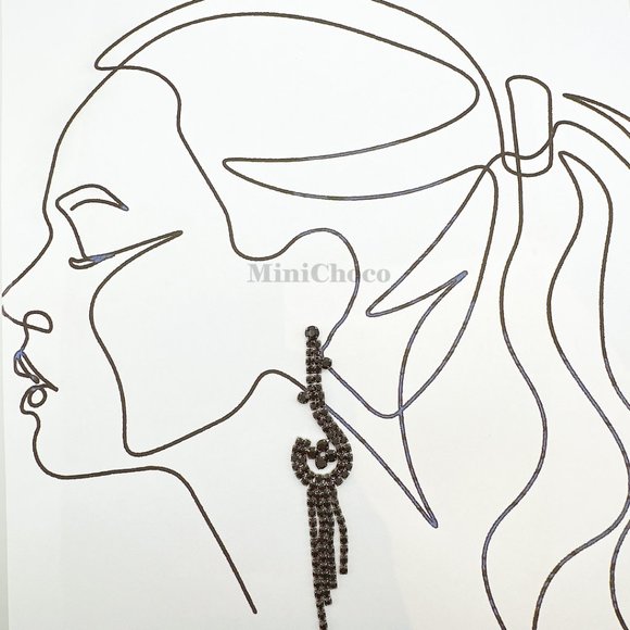 Elegant Black Rhinestone Cluster Long Dangle Tassel Earrings - Picture 8 of 8